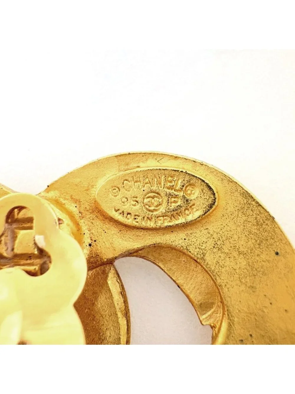 Chanel Earrings CC Logo Heart Gold Plated